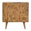 Hand Carved Mid Century Fishtail Fine Oak Chest Of 3 Drawers - Image 2
