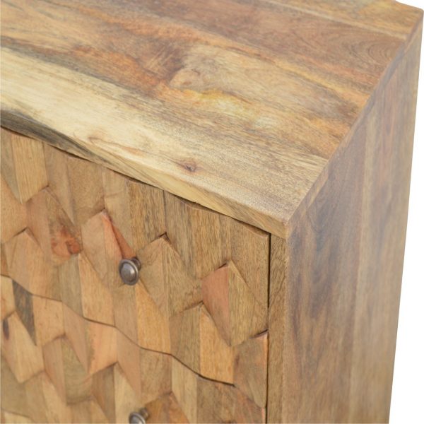 Hand Carved Mid Century Fishtail Fine Oak Chest Of 3 Drawers - Image 6