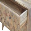 Hand Carved Mid Century Fishtail Fine Oak Chest Of 3 Drawers - Image 8