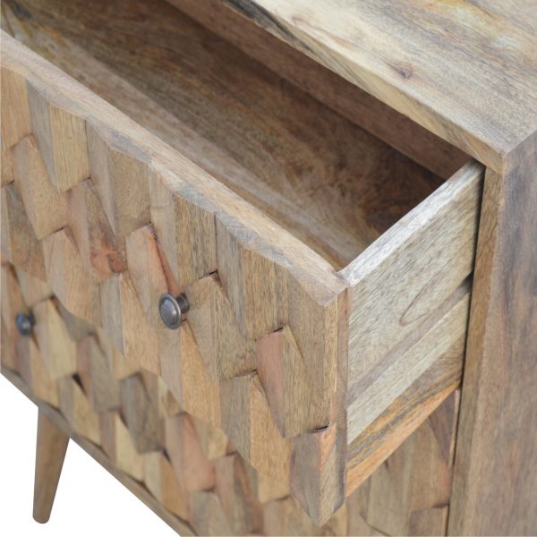 Hand Carved Mid Century Fishtail Fine Oak Chest Of 3 Drawers - Image 8