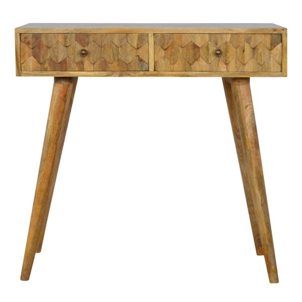 Hand Carved Mid Century Fine Oak Fishtail Console Table - Image 4