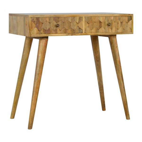 Hand Carved Mid Century Fine Oak Fishtail Console Table - Image 5