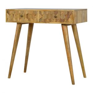 Hand Carved Mid Century Fine Oak Fishtail Console Table