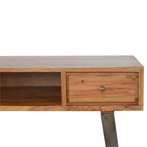 Hand Crafted Mid Century Industrial Fine Oak Writing Desk - Image 7
