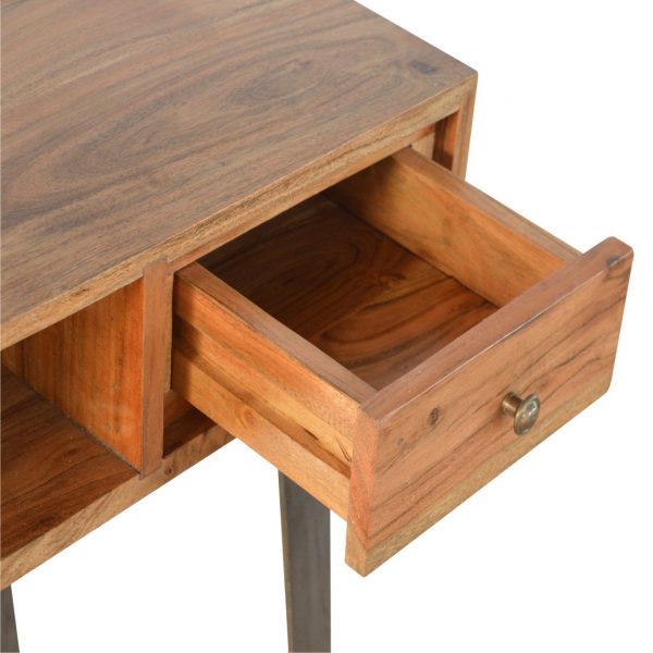 Hand Crafted Mid Century Industrial Fine Oak Writing Desk - Image 8