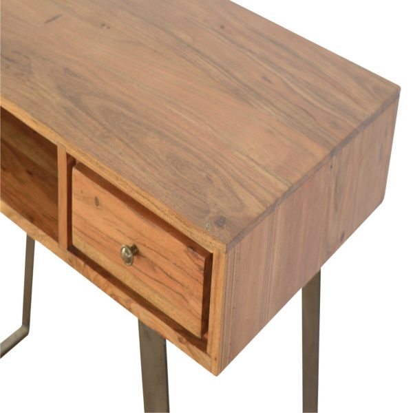 Hand Crafted Mid Century Industrial Fine Oak Writing Desk - Image 9