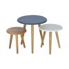 Set Of 3 Handmade Painted Scandinavian Fine Oak Stools