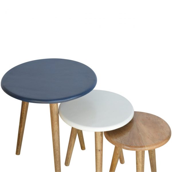 Set Of 3 Handmade Painted Scandinavian Fine Oak Stools - Image 7
