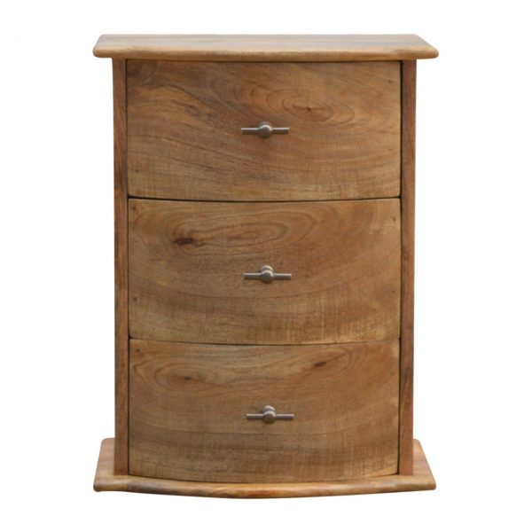 Hand Carved Country Curved Fine Oak Bedside Cabinet Chest Of 3 Drawers - Image 10