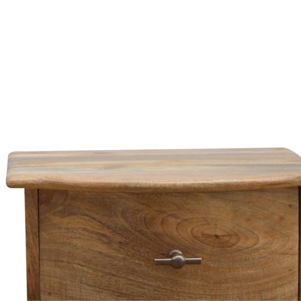 Hand Carved Country Curved Fine Oak Bedside Cabinet Chest Of 3 Drawers - Image 5
