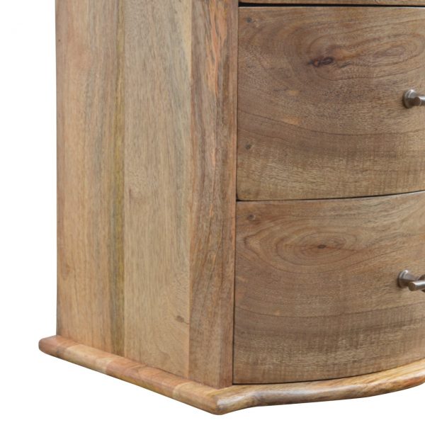 Hand Carved Country Curved Fine Oak Bedside Cabinet Chest Of 3 Drawers - Image 6