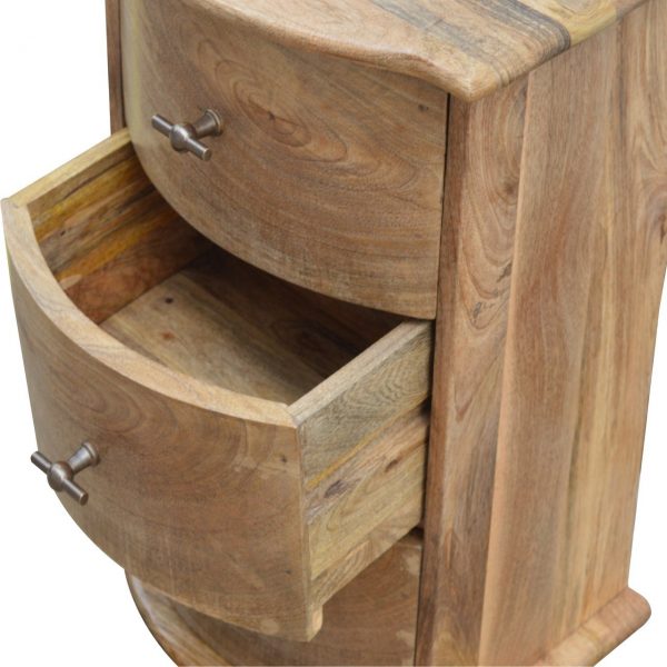 Hand Carved Country Curved Fine Oak Bedside Cabinet Chest Of 3 Drawers - Image 7