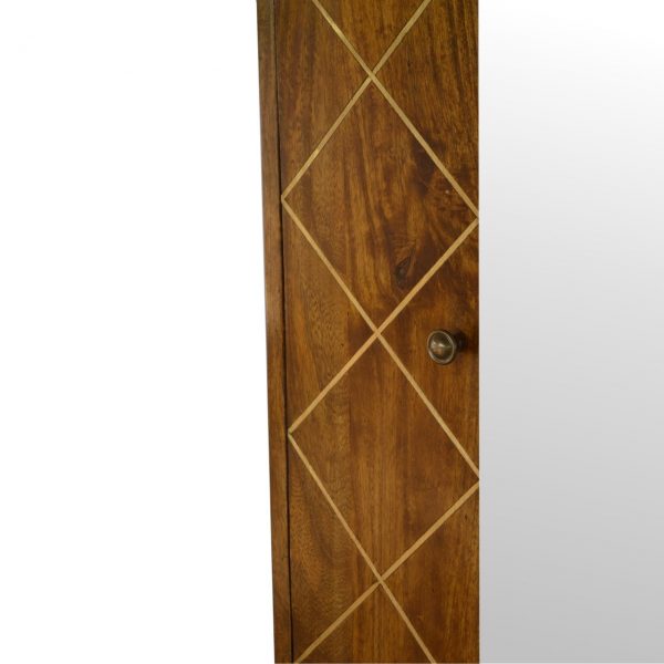 Hand Crafted Geometric Brass Chestnut Wall Mirror Cabinet - Image 9