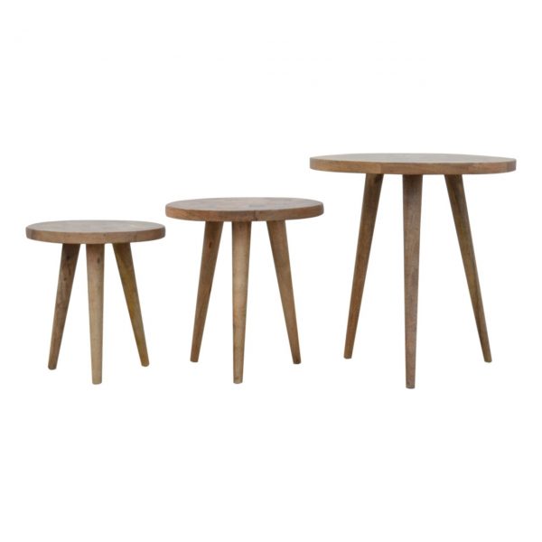 Set Of 3 Handmade Patchwork Scandinavian Fine Oak Stools - Image 3