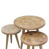 Set Of 3 Handmade Patchwork Scandinavian Fine Oak Stools