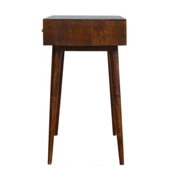 Hand Carved Mid Century Chestnut Diamond Cut Console Table - Image 2
