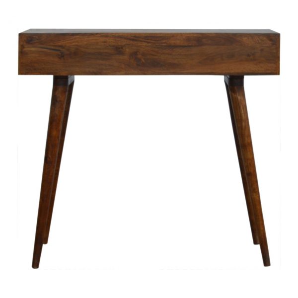 Hand Carved Mid Century Chestnut Diamond Cut Console Table - Image 3