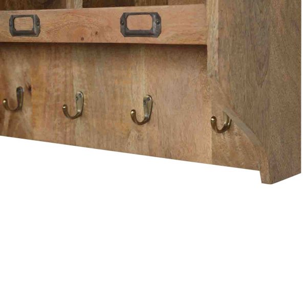 Hand Carved Fine Oak Wall Mounted Storage Unit / Coat Rack - Image 10