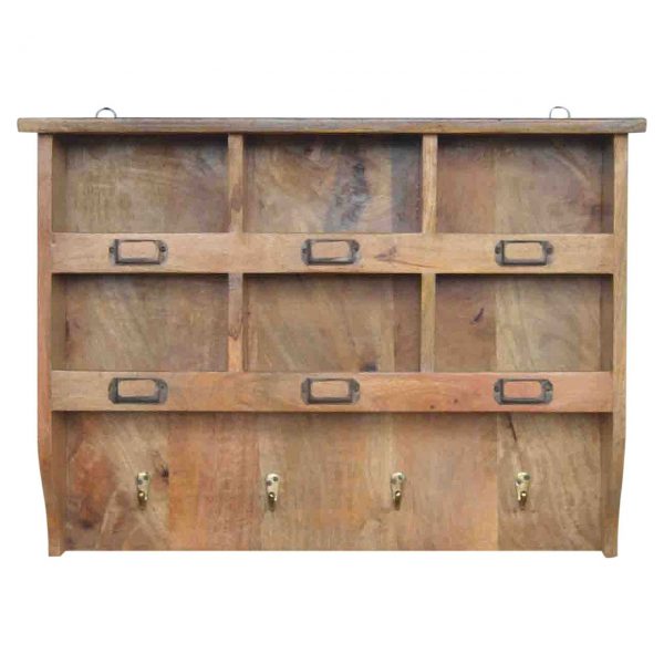 Hand Carved Fine Oak Wall Mounted Storage Unit / Coat Rack - Image 6