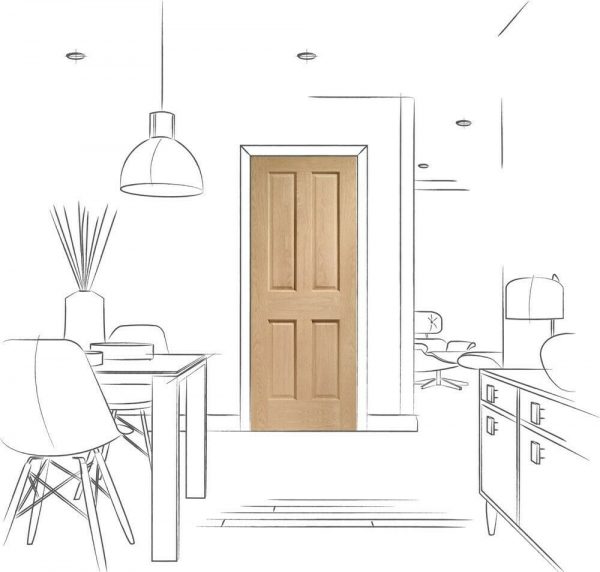 Victorian 4 Panel Solid Reclaimed Oak Doors - Image 4