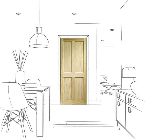 Victorian 4 Panel Solid Reclaimed Pine Doors - Image 5